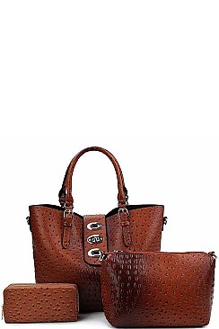 3 IN 1 CROC SATCHEL WITH WALLET