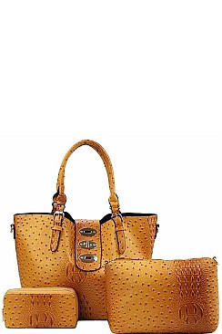 3 IN 1 CROC SATCHEL WITH WALLET