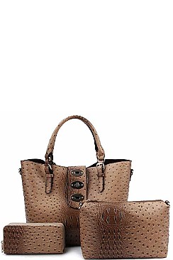 3 IN 1 CROC SATCHEL WITH WALLET