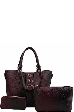 3 IN 1 CROC SATCHEL WITH WALLET