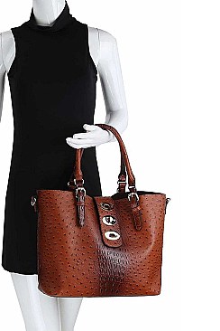 3 IN 1 CROC SATCHEL WITH WALLET