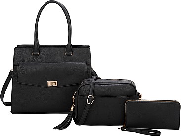 3-in-1 Satchel Set With Cross-Body & Wallet