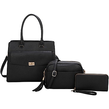 3-in-1 Satchel Set With Cross-Body & Wallet