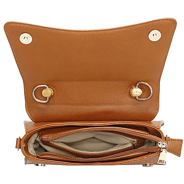 2-in-1 Fashion Bamboo Top Handle Flap Satchel