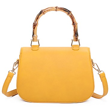 2-in-1 Bamboo Top Handle Flap Satchel