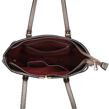 V Accent 3-in-1 Shopper Tote/Satchel Set
