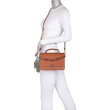 Fashion Chain Accent Flap 2-in-1 Satchel