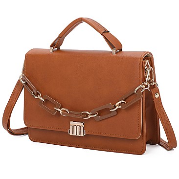 Fashion Chain Accent Flap 2-in-1 Satchel