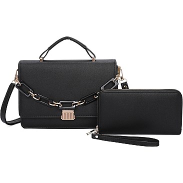 Fashion Chain Accent Flap 2-in-1 Satchel