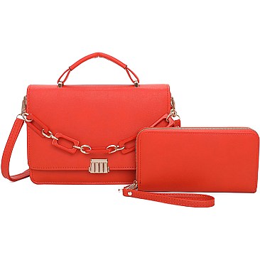 Fashion Chain Accent Flap 2-in-1 Satchel