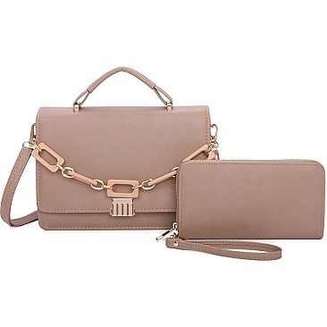 Fashion Chain Accent Flap 2-in-1 Satchel