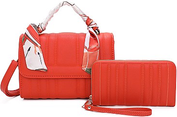 2-in-1 Crossbody Bag Scarfed & Wallet Set