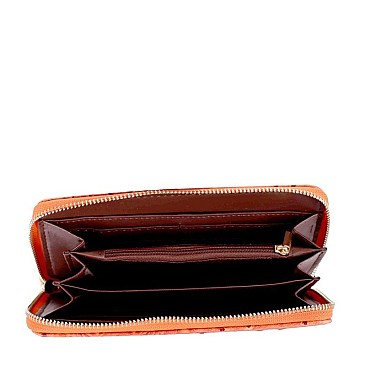 Tassel Accent Ostrich Print Satchel and Wallet Set