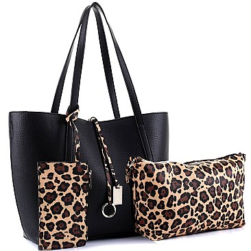 3 in 1 Leopard Print Shopper Tote Value SET