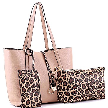 3 in 1 Leopard Print Shopper Tote Value SET