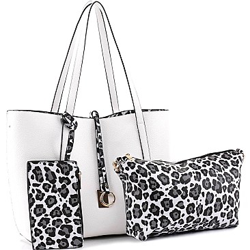 3 in 1 Leopard Print Shopper Tote Value SET