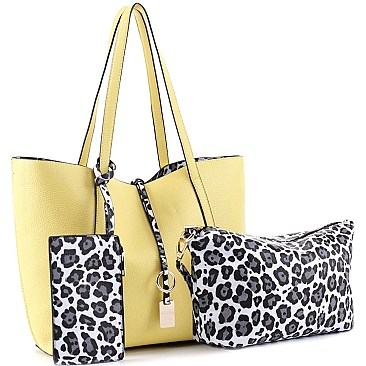 3 in 1 Leopard Print Shopper Tote Value SET