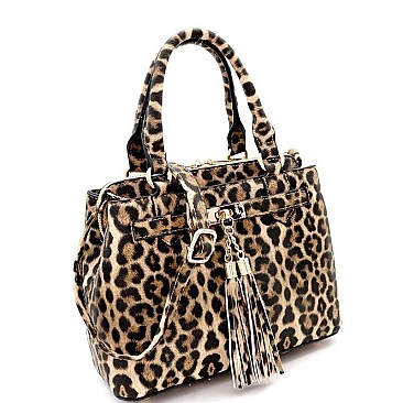 3 COMPARTMENT LEOPARD PRINT SATCHEL