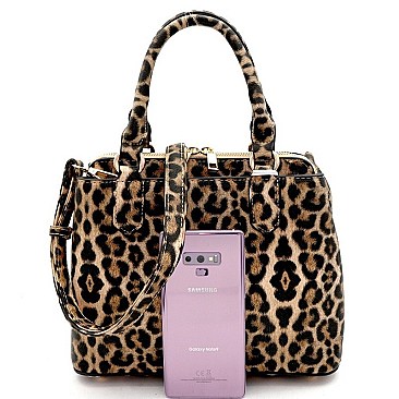 3 COMPARTMENT LEOPARD PRINT SATCHEL