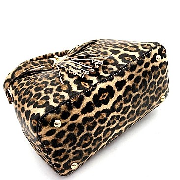 3 COMPARTMENT LEOPARD PRINT SATCHEL