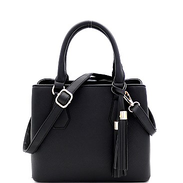 Medium 2-Way Tassel Accent 3-Compartment Satchel