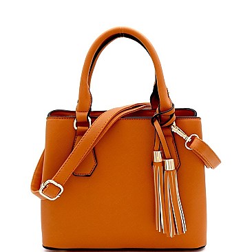 Medium 2-Way Tassel Accent 3-Compartment Satchel