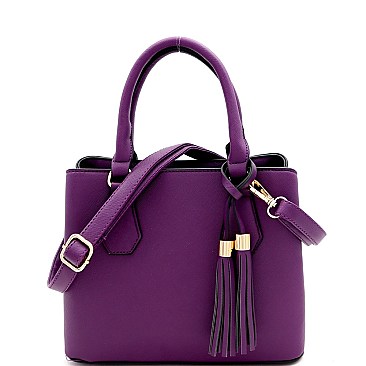 Medium 2-Way Tassel Accent 3-Compartment Satchel