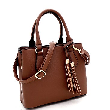 Medium 2-Way Tassel Accent 3-Compartment Satchel