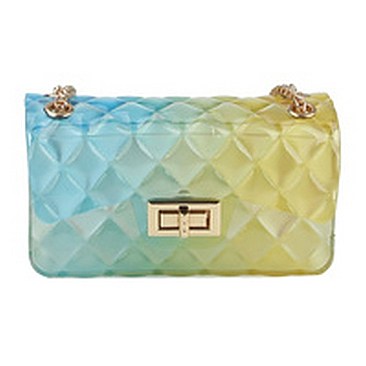 Quilt Embossed Multi Color Jelly Classic Shoulder Bag