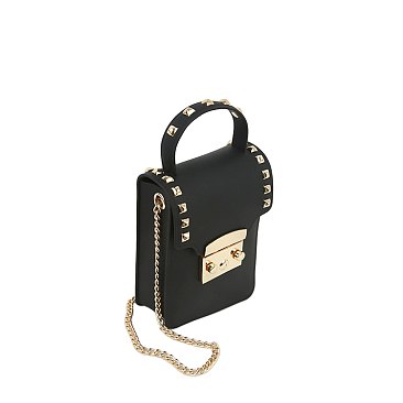 Matte Studded Top Flap Jelly Candy Cell Phone Case Crossbody Purse