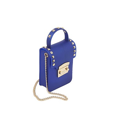 Matte Studded Top Flap Jelly Candy Cell Phone Case Crossbody Purse