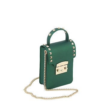 Matte Studded Top Flap Jelly Candy Cell Phone Case Crossbody Purse