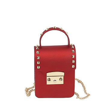 Matte Studded Top Flap Jelly Candy Cell Phone Case Crossbody Purse