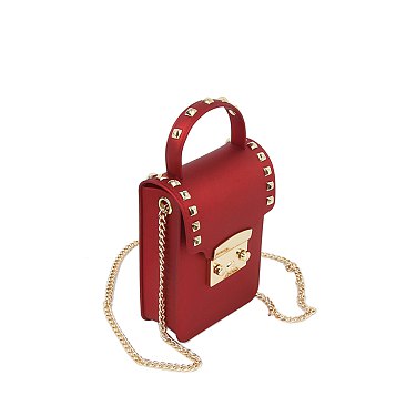 Matte Studded Top Flap Jelly Candy Cell Phone Case Crossbody Purse