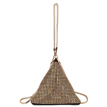 Allover Rhinestone Tetrahedron Clutch Wristlet