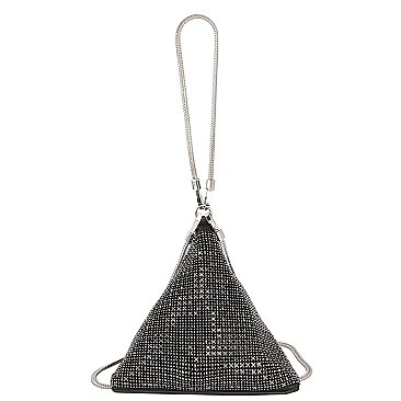 Allover Rhinestone Tetrahedron Clutch Wristlet