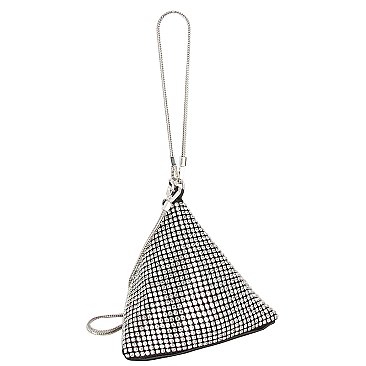 Allover Rhinestone Tetrahedron Clutch Wristlet