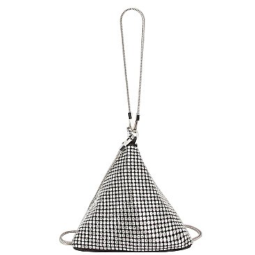 Allover Rhinestone Tetrahedron Clutch Wristlet