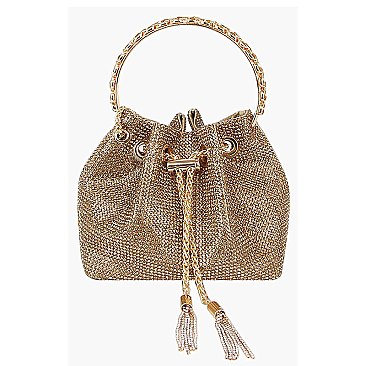 Allover Rhinestone Drawstring Satchel