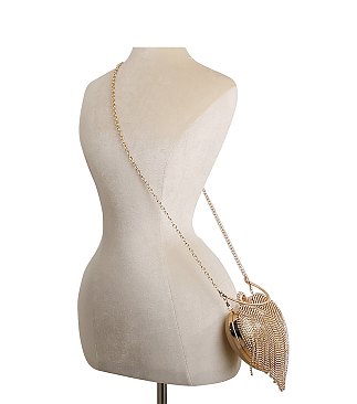 Heart Rhinestone Fringe Clutch Evening Bag