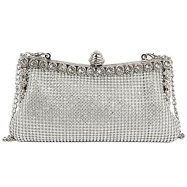 Embellished Rhinestone Mesh Evening Bag Clutch