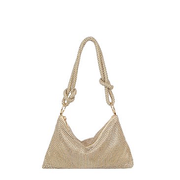 Rhinestone Metal Mesh Evening Shoulder Bag Hobo