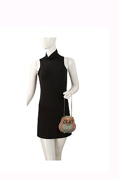 Rhinestone Owl Clutch Evening Bag