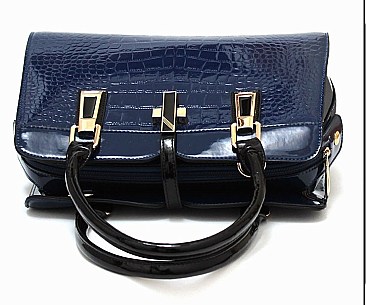 CROCODILE PRINT PATENT MAGNETIC CLOSUR SATCHEL