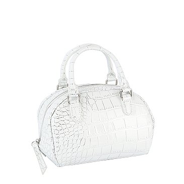 Silver Croc Top Handle Satchel