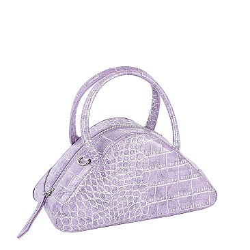 Silver Croc Triangle Satchel