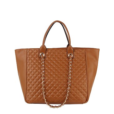 Quilted Tote Bag With Chain Strap