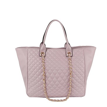 Quilted Tote Bag With Chain Strap