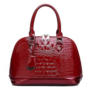 FASHION SHELL-SHAPED LUXURY CROC SATCHEL HANDBAG