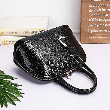 FASHION SHELL-SHAPED LUXURY CROC SATCHEL HANDBAG